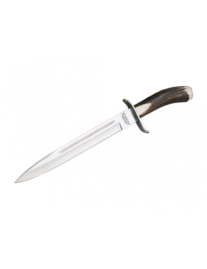 dague de chasse avec longueur lame 25,5 cm inox et manche cerf