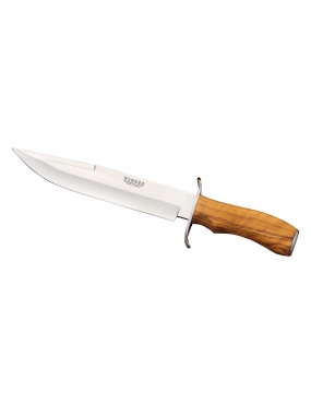 COUTEAU DE CHASSE AVEC MANCHE BOIS D'OLIVIER ET LONGUEUR LAME 20.5 CM. co35