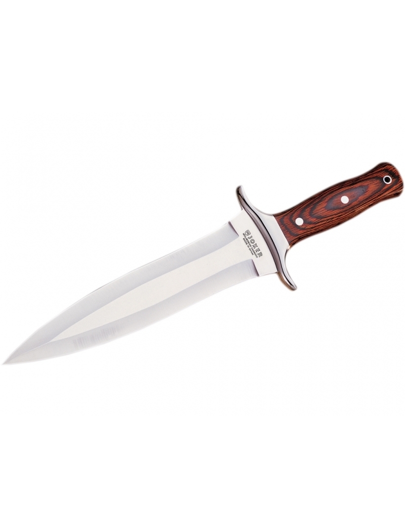 COUTEAU AVEC MANCHE EN BOIS ROUGE ET LAME DOUBLE TRANCHANT DE 23,5 CM