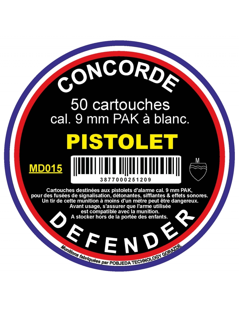 Munitions 9 mm PAK à blanc